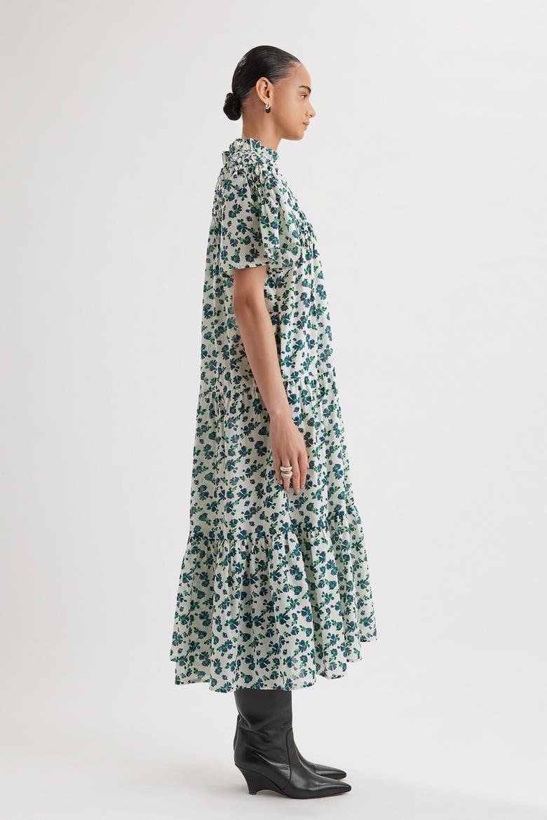 Bejart Print Dress, Alternate, color, Navy Green Floral Print