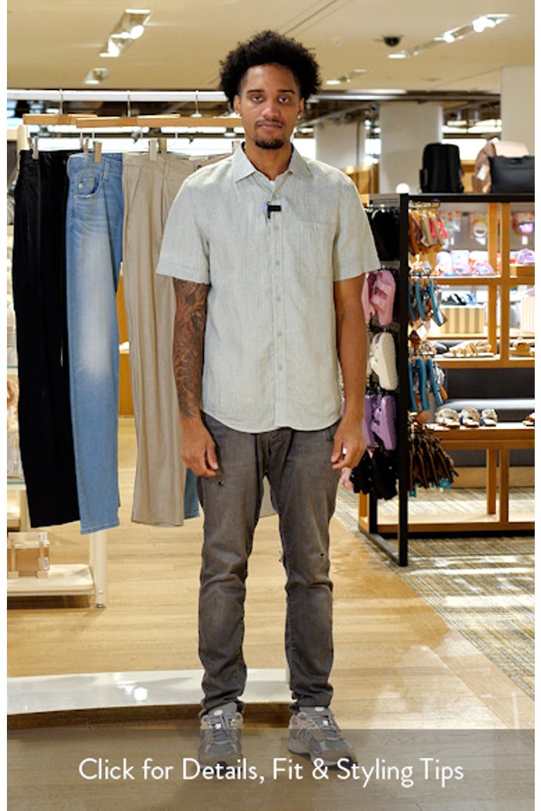 Stripe Short Sleeve Linen Button-Up Shirt video