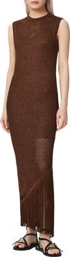 AllSaints Jessie Sleeveless Fringe Trim Dress