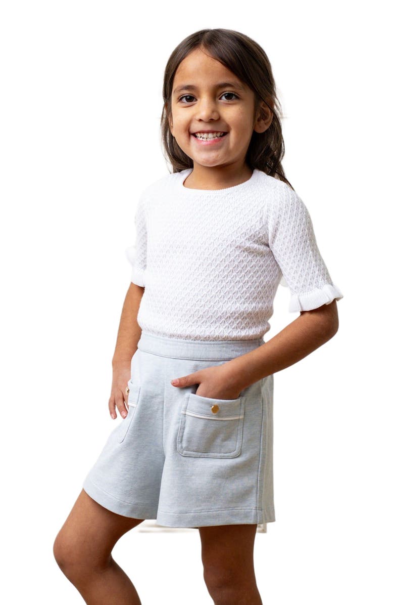 Hope & Henry Girls' Organic French Terry Pull-On Short, Kids, Alternate, color, Light Blue Heather