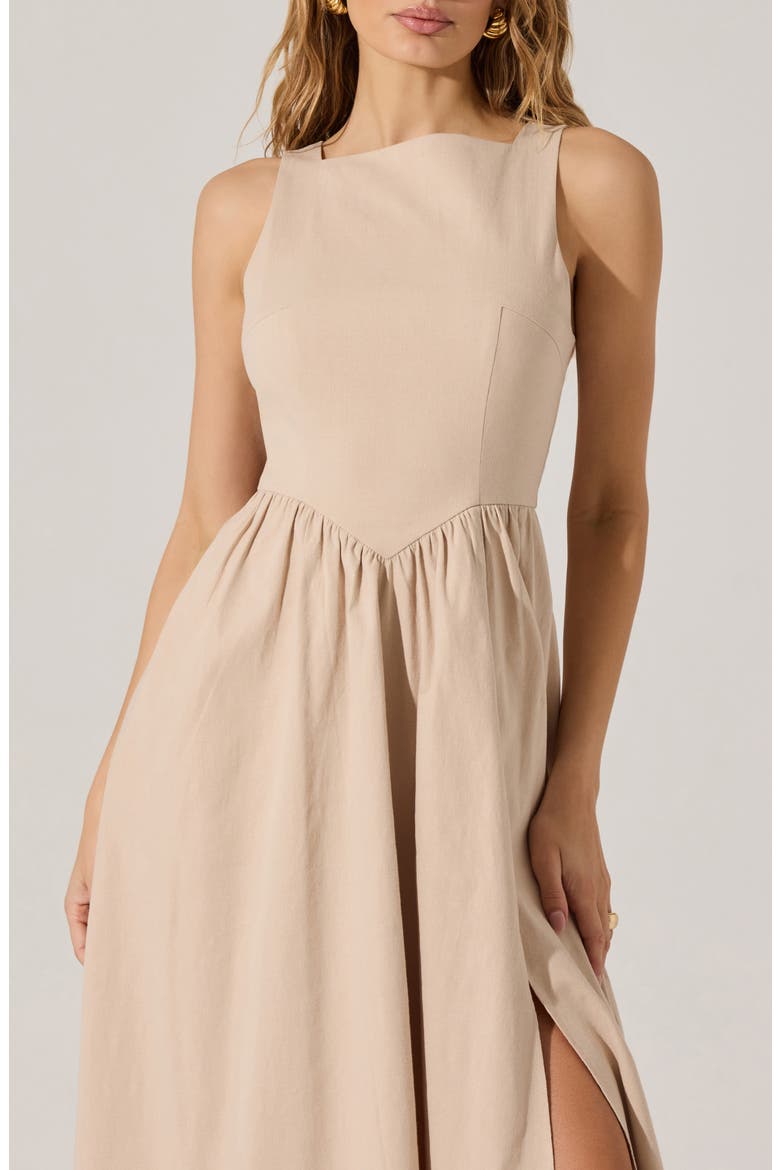 Bow Back A-Line Dress, Alternate, color, SAND