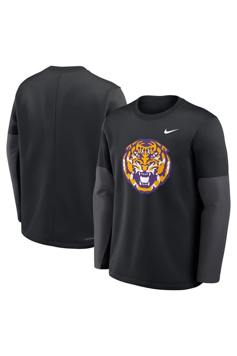 Men's Nike Black LSU Tigers 2025 Sideline Coach Performance Long Sleeve T-Shirt, Alternate, color, Black