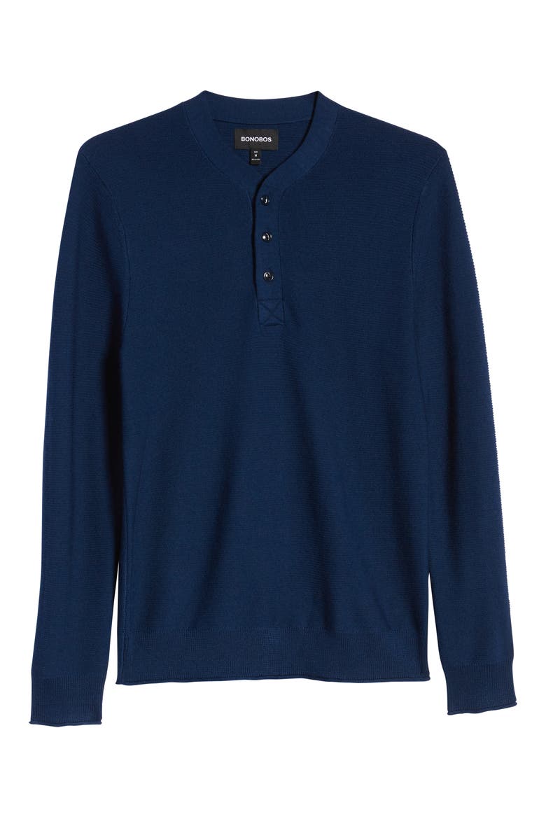 Merino Wool Knit Henley, Alternate, color, INKWELL