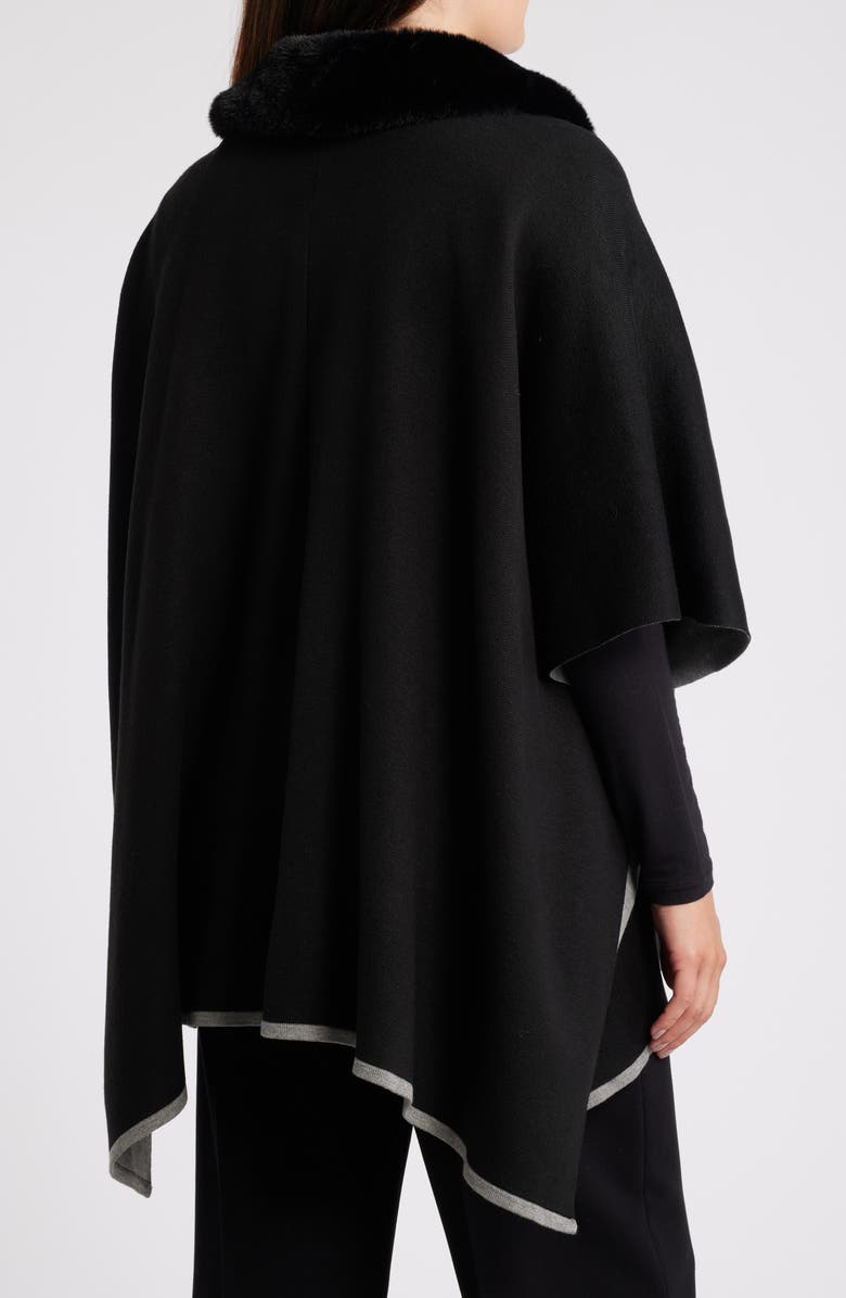 Anne Klein Faux Fur Collar Poncho, Alternate, color, 