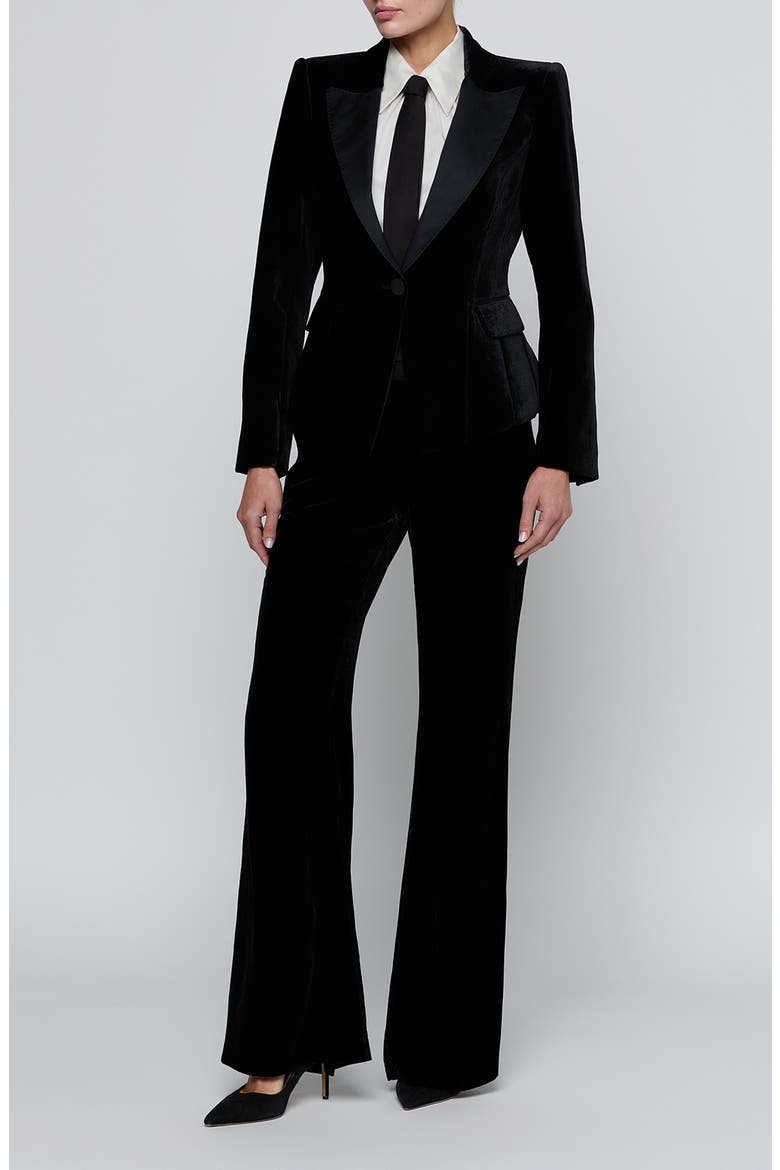 Philippa Velvet Tuxedo Blazer, Alternate, color, BLACK