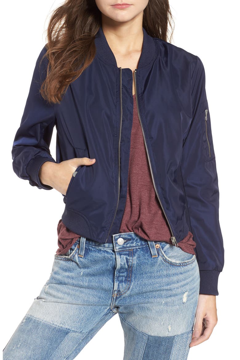 BB Dakota Cayleigh Bomber Jacket, Main, color, NAVY