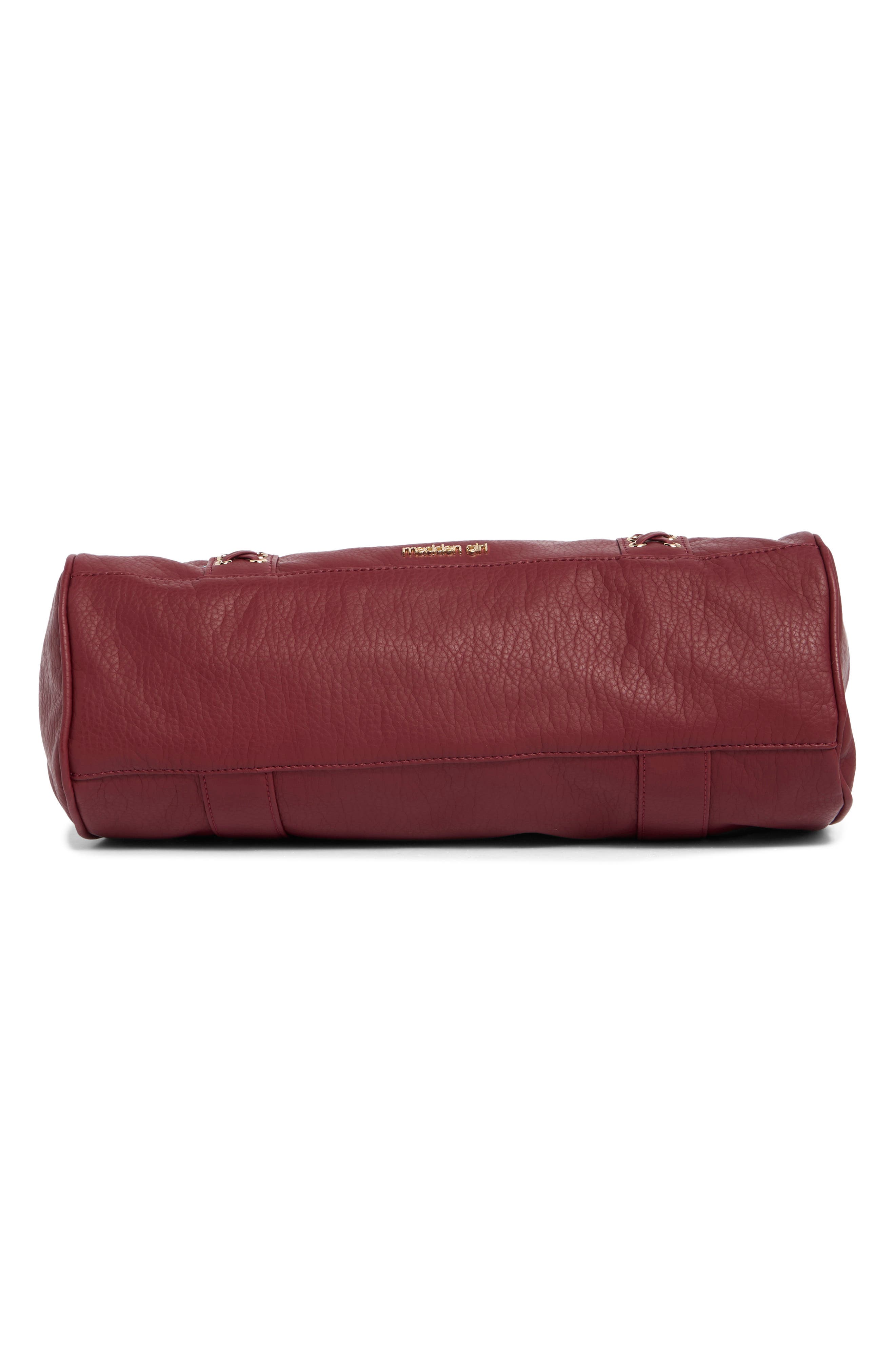 Washed Faux Leather Tote, Alternate, color, MAROON
