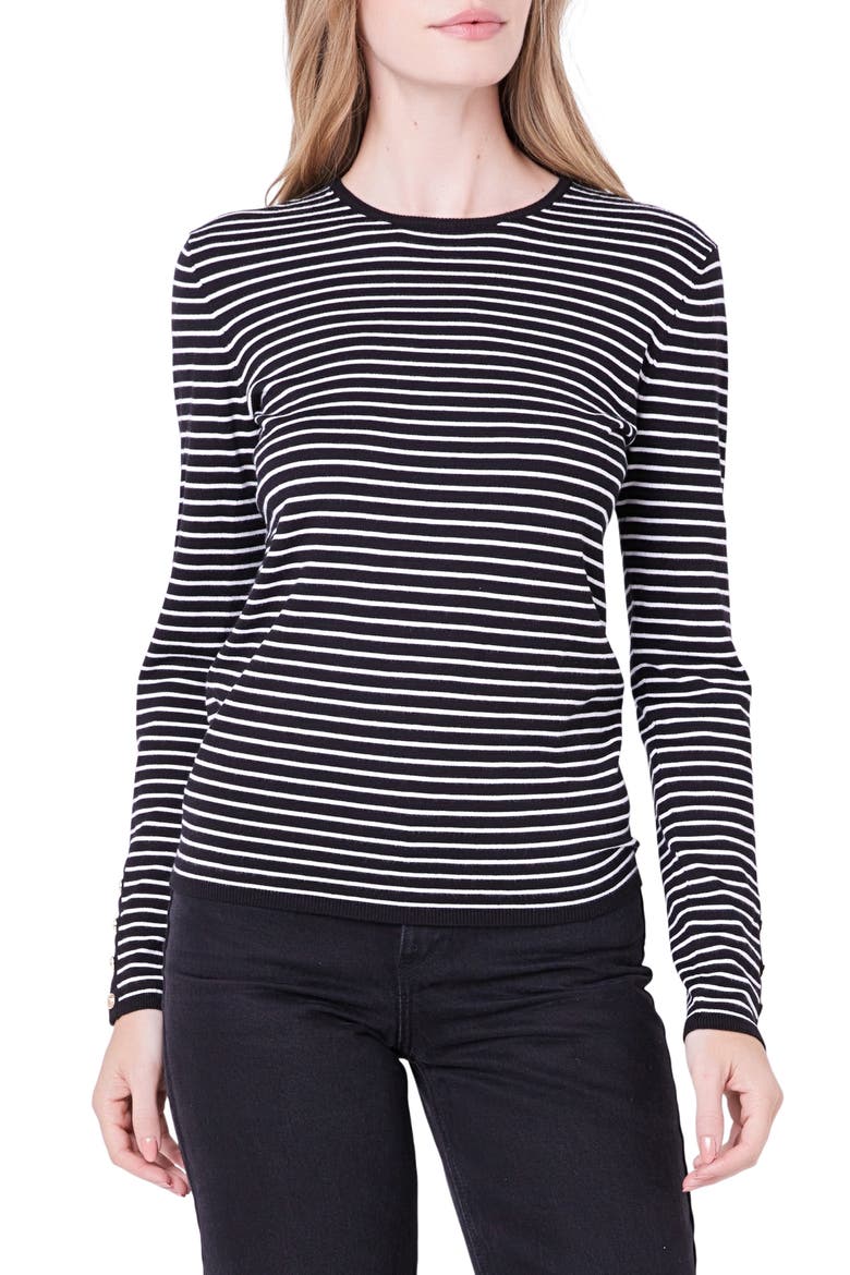 Stripe Sweater, Main, color, BLACK/ WHITE
