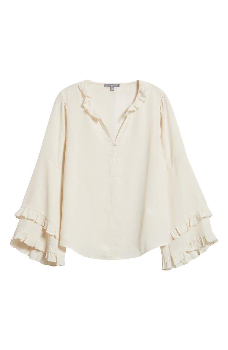Wit & Wisdom Ruffle Long Bell Sleeve Top, Alternate, color, Antique Cloth
