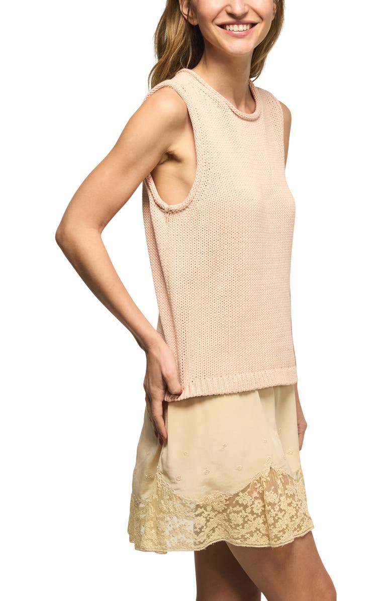 Lucky Brand Roll Neck Cotton Sweater Tank, Alternate, color, Rose Smoke