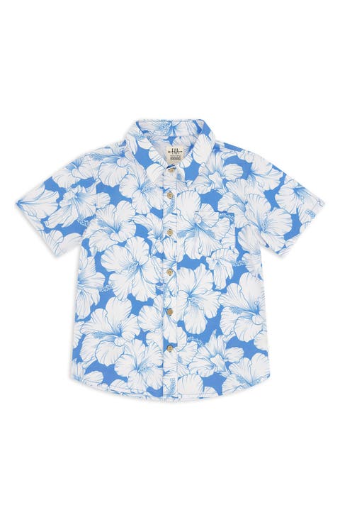 Kids' Hibiscus Short Sleeve Button-Up Shirt (Little Kid)