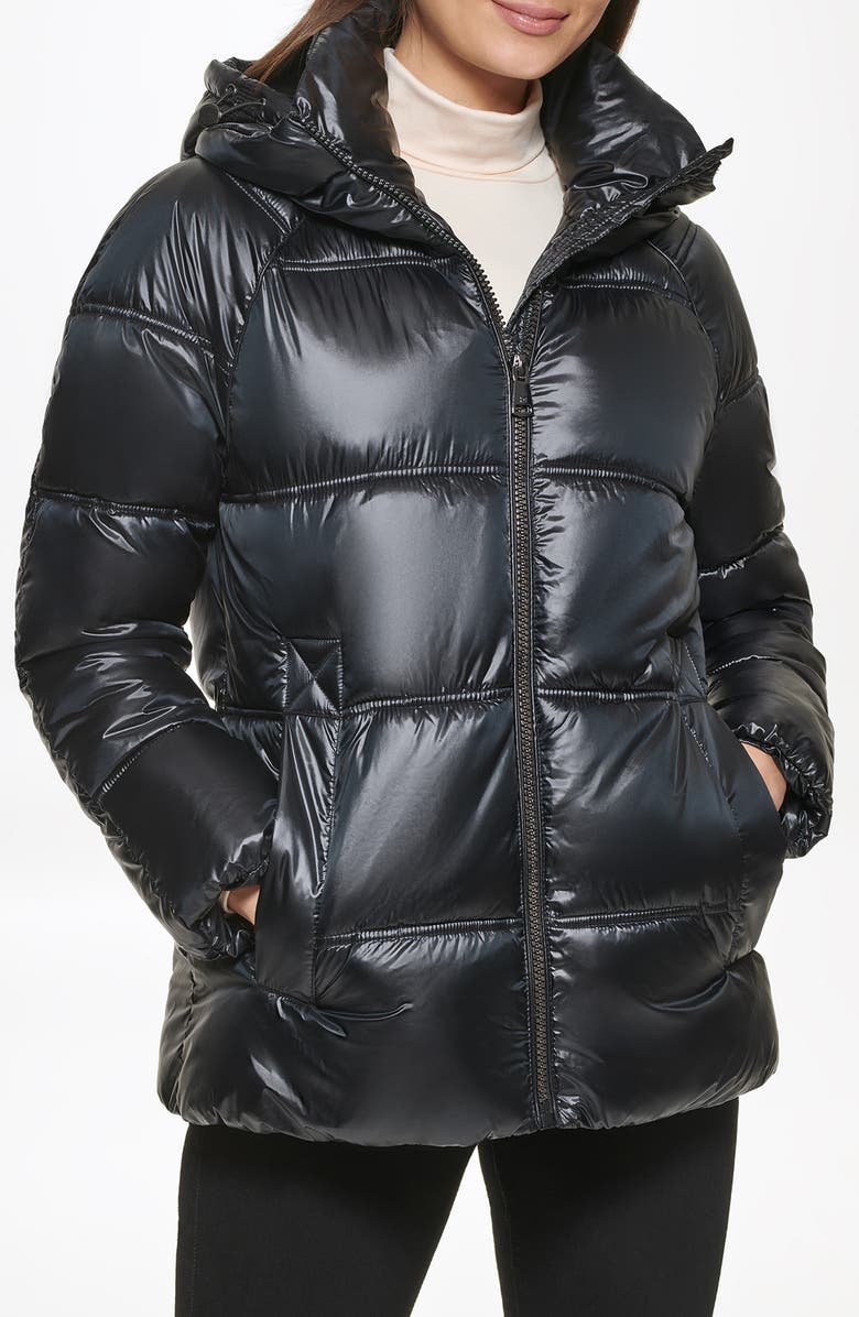 Kenneth Cole New York Box Quilted Puffer Jacket with Removable Hood, Alternate, color,