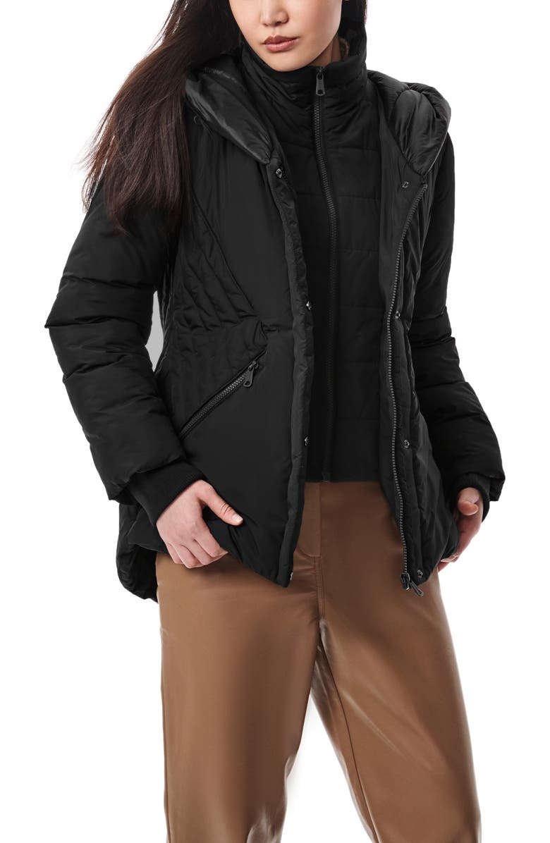 Bernardo Shiny Hood Heavyweight Puffer Jacket with Bib, Alternate, color, 