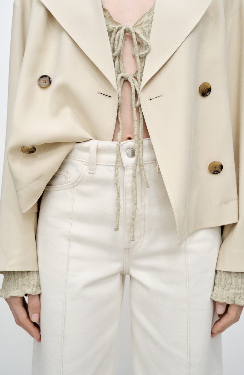 MANGO Seamed Crop Wide Leg Jeans, Alternate, color, Ecru