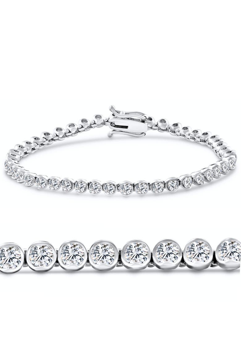 5Ct Diamond Half Bezel Tennis Bracelet 14k or Gold 7" Lab Grown, Main, color, 14k White Gold
