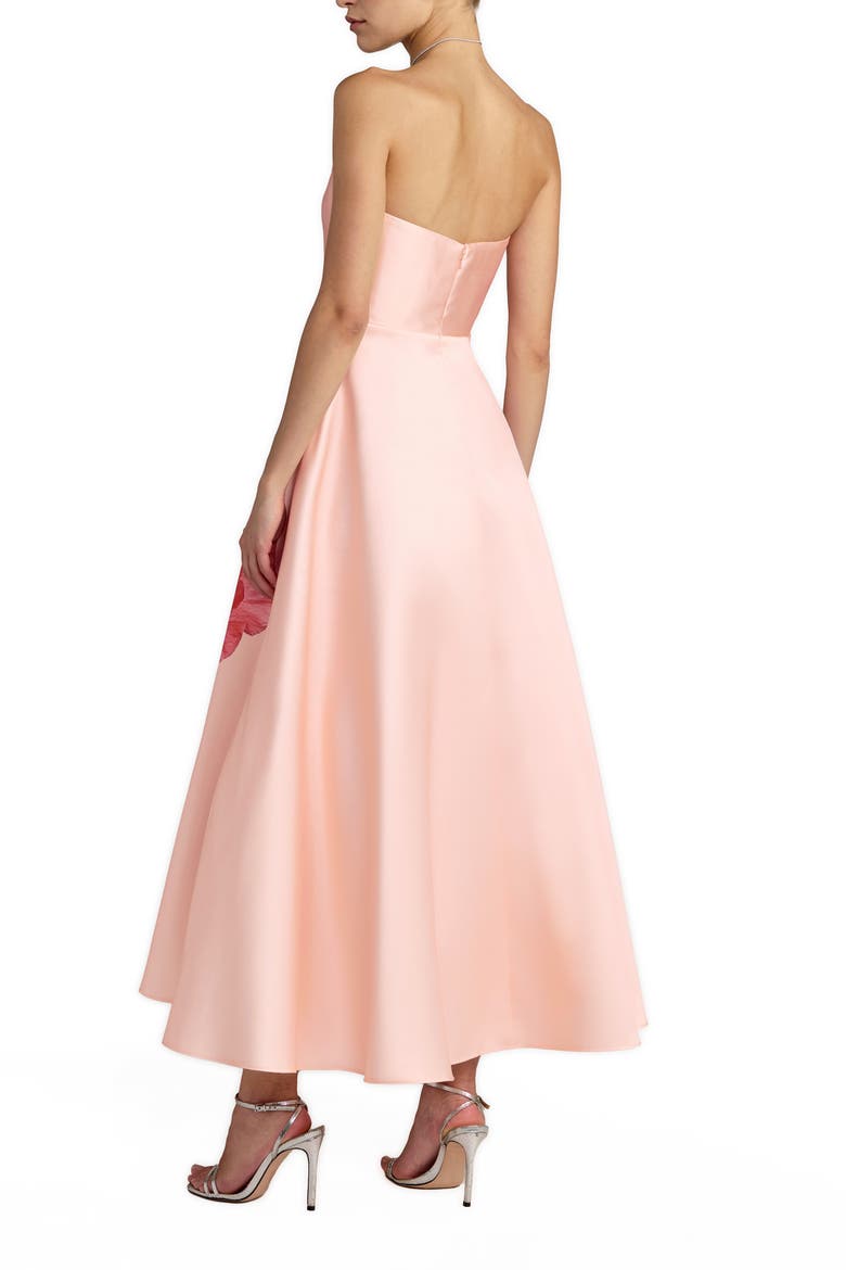 Strapless A Line Midi Dress With Flower Print, Alternate, color, Blush Multi