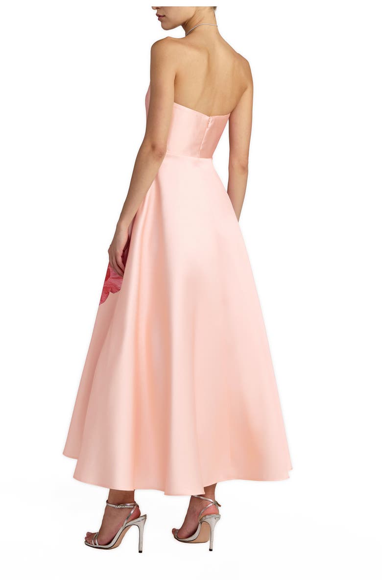Mac Duggal Strapless A Line Midi Dress With Flower Print, Alternate, color, Blush Multi