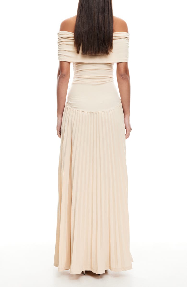 LIONESS Field of Dreams Off the Shoulder Pleated Maxi Dress, Alternate, color, Oatmeal