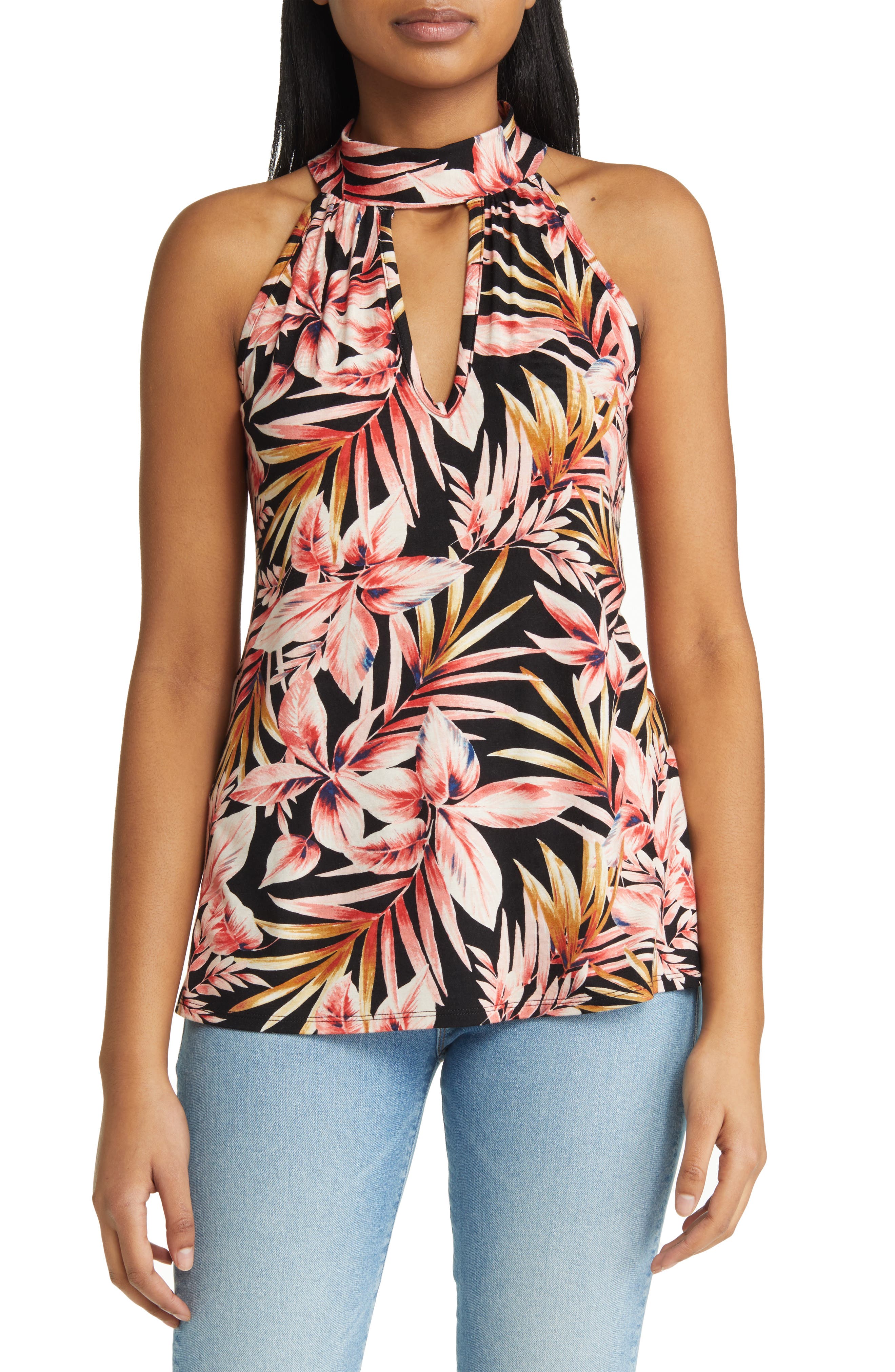 mock neck halter top