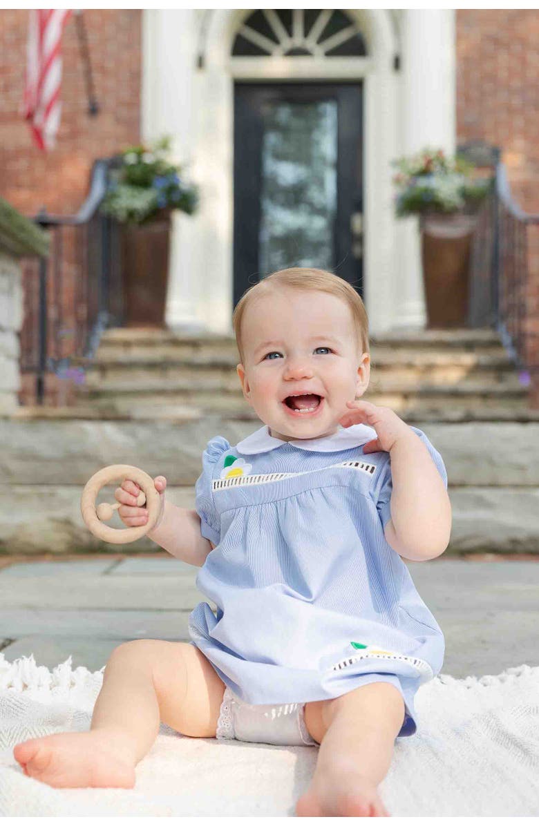 Florence Eiseman Pincord Dress With Flowers, Alternate, color, Blue/White