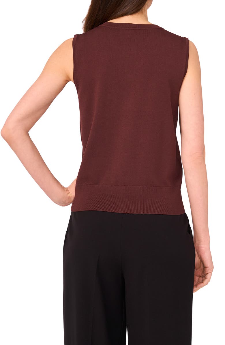 Vince Camuto Crewneck Button-Up Sweater Vest, Alternate, color, Rich Chocolate