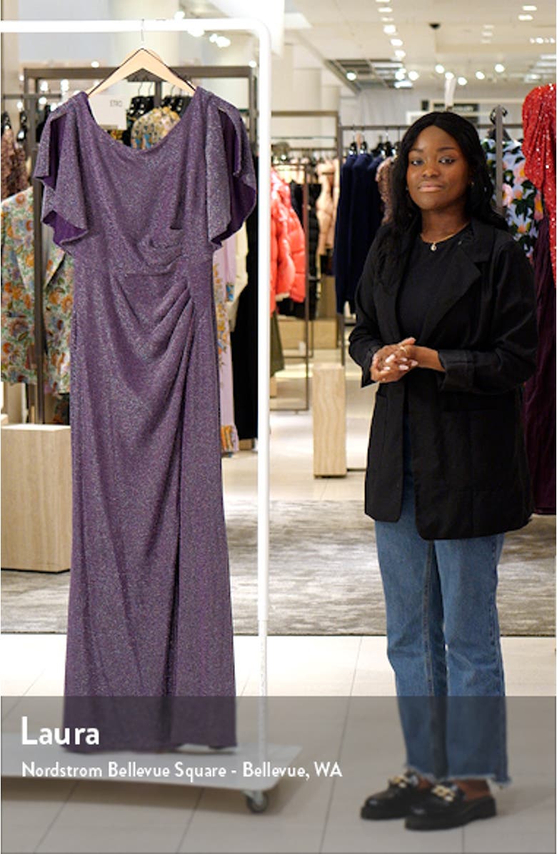 Shimmer Flutter Sleeve Gown, sales video thumbnail