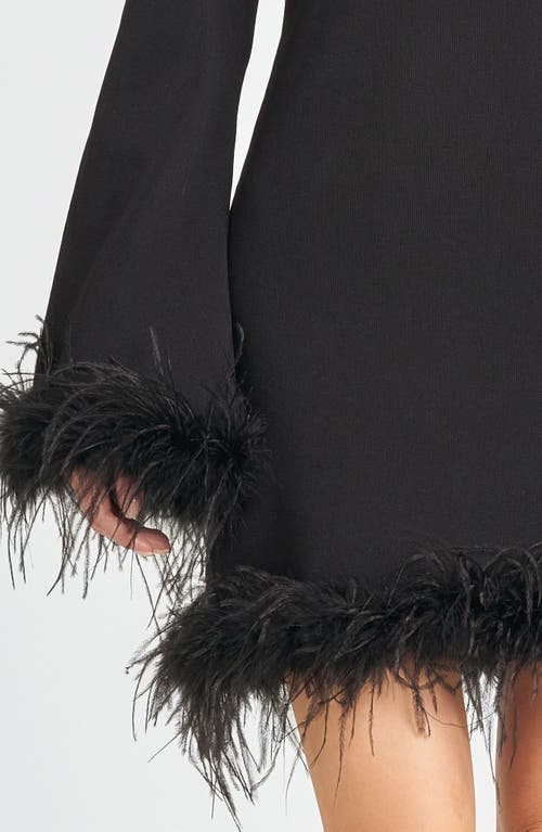 Shop Wayf Karlie Feather Trim Long Sleeve Minidress