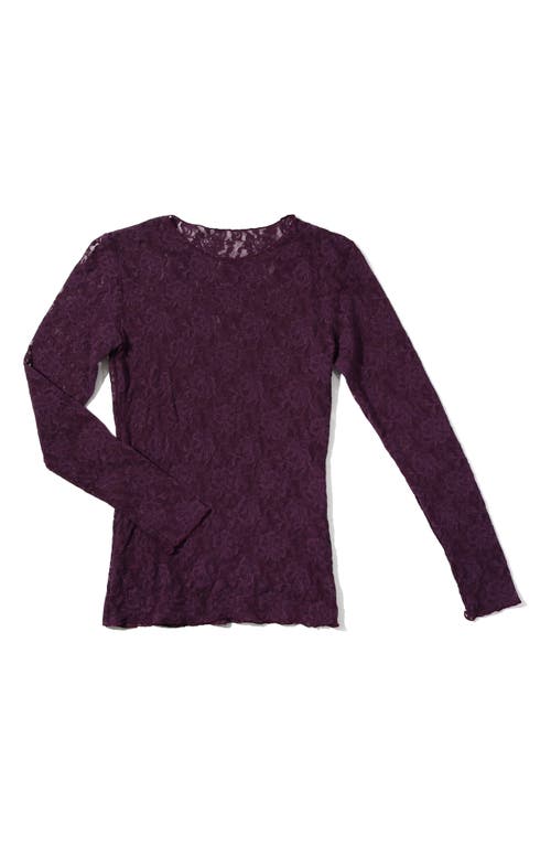 Hanky Panky Signature Lace Long Sleeve Top In Burgundy
