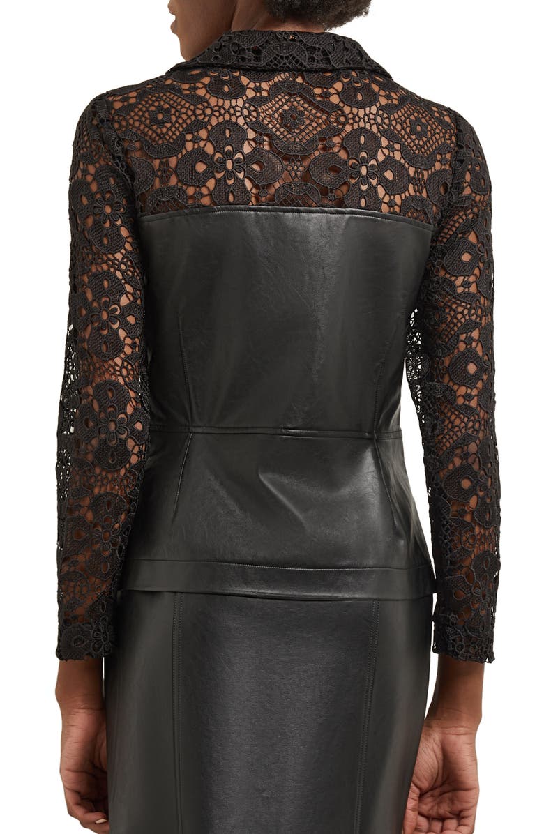 Misook Lace & Faux Leather Corset Jacket, Alternate, color,