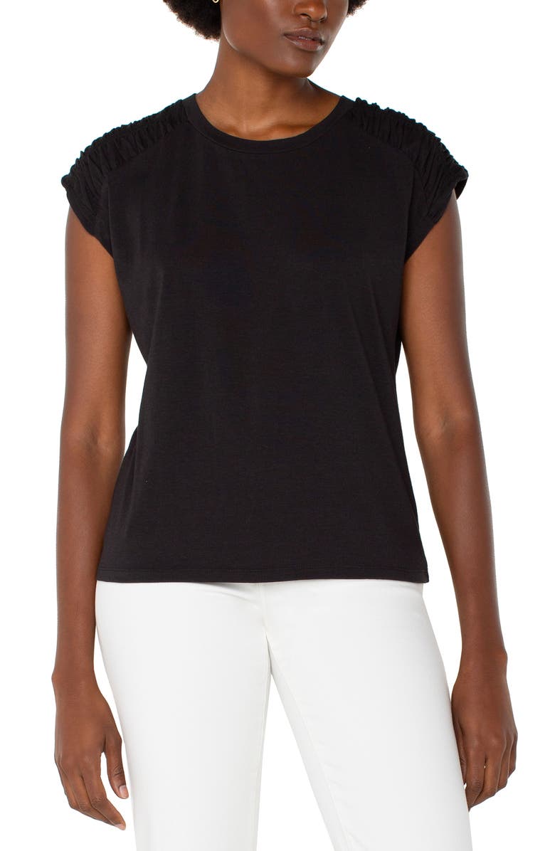 Liverpool Los Angeles Smocked Shoulder T-Shirt, Main, color,