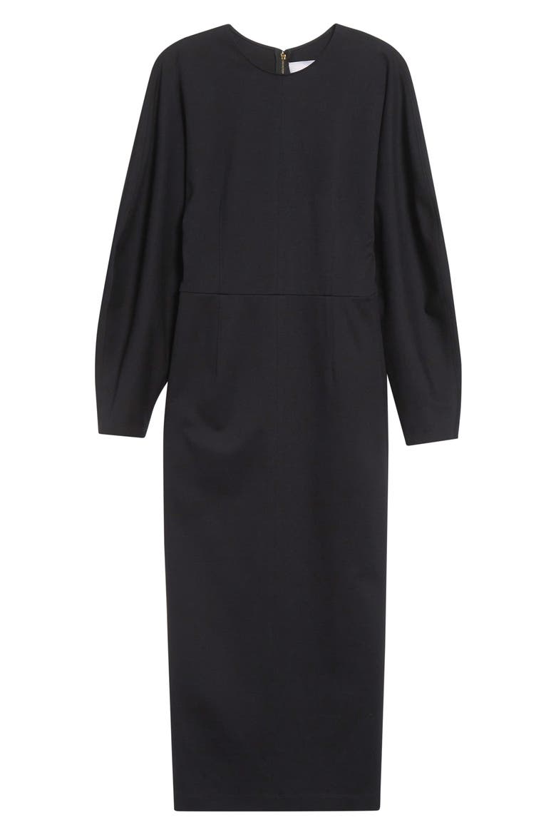 Arc Sleeve Midi Dress, Alternate, color, BLACK