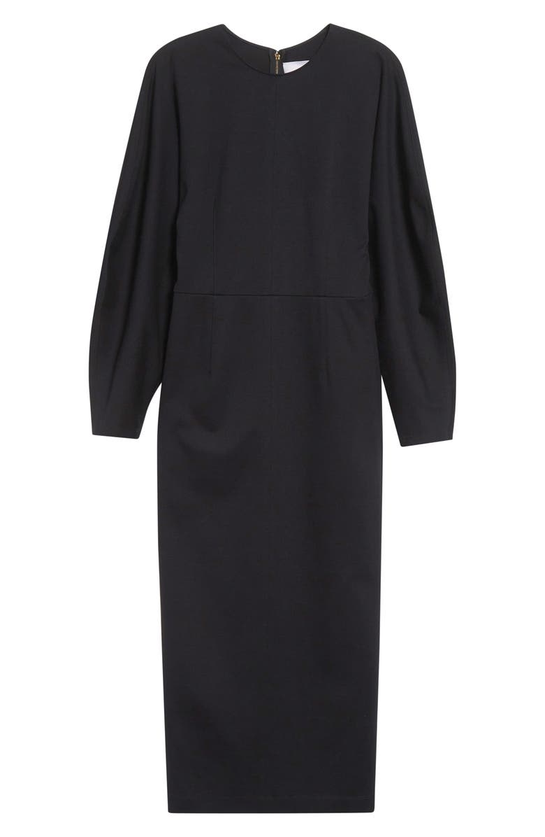 Carolina Herrera Arc Sleeve Midi Dress, Alternate, color, Black