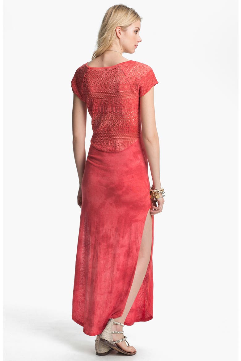 Lace Detail Tie Dye Maxi Dress, Alternate, color, STRAWBERRY