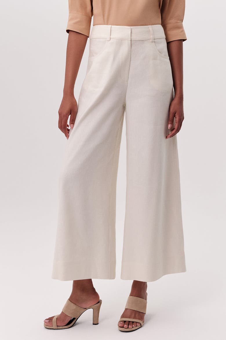 Rebecca High Rise Zippered Wide Leg Pants, Alternate, color, CREAM