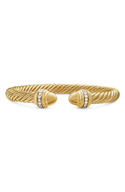Classic Cablespira® Bracelet in 18K Yellow Gold with Diamonds, 7mm