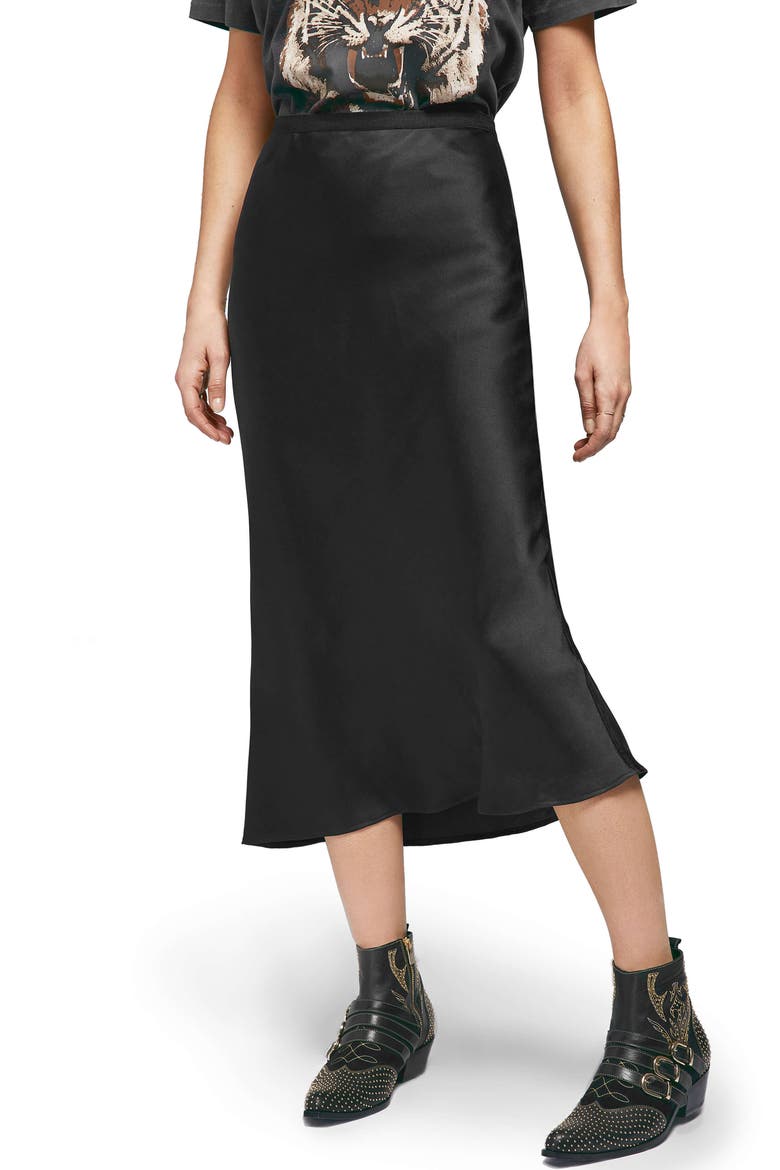 Bar Silk Skirt, Main, color, Black