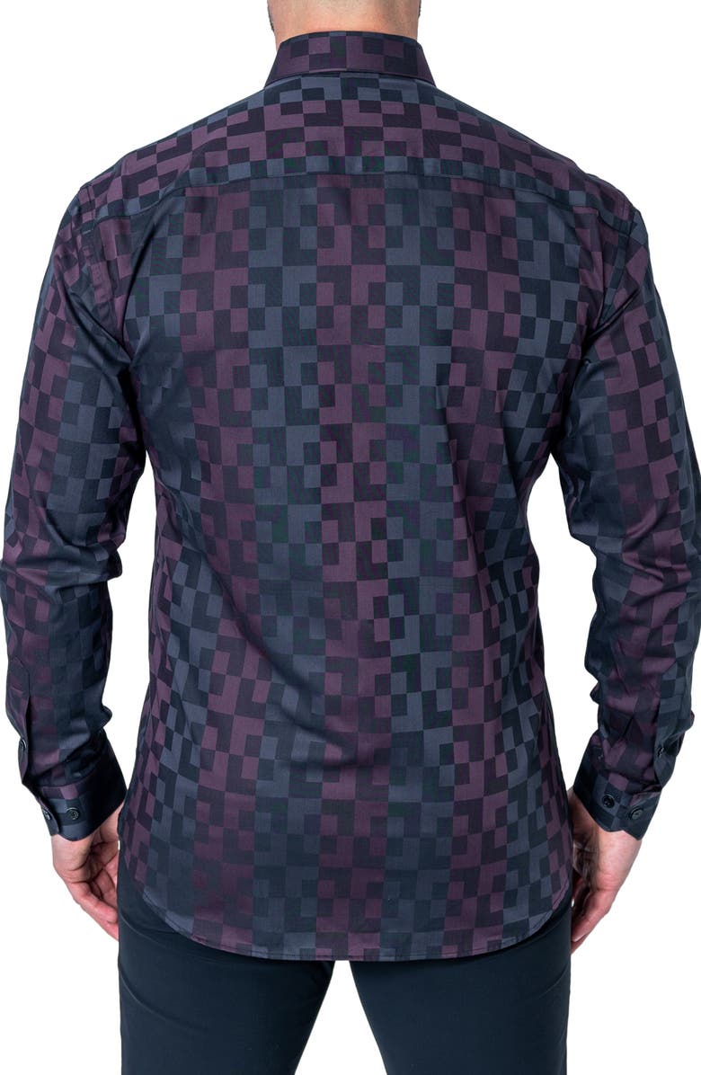 Maceoo Fibonacci Labyrinth Contemporary Fit Button-Up Shirt, Alternate, color, Purple
