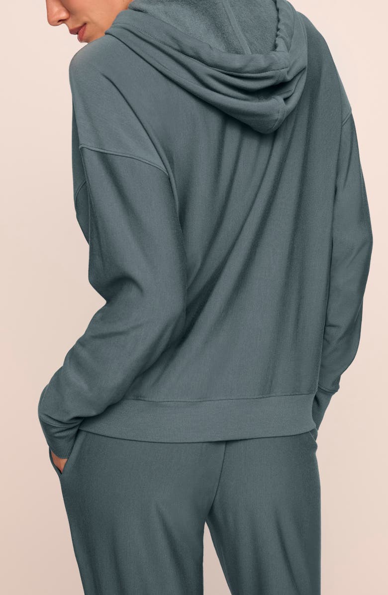 Eberjey Sweats Drop Shoulder Hoodie, Alternate, color, Stone Blue