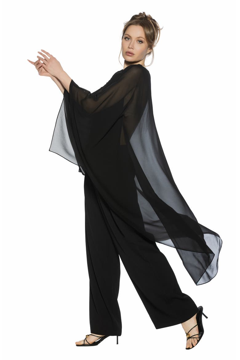 Junia Cover-Up High-Low Chiffon Top, Alternate, color, BLACK
