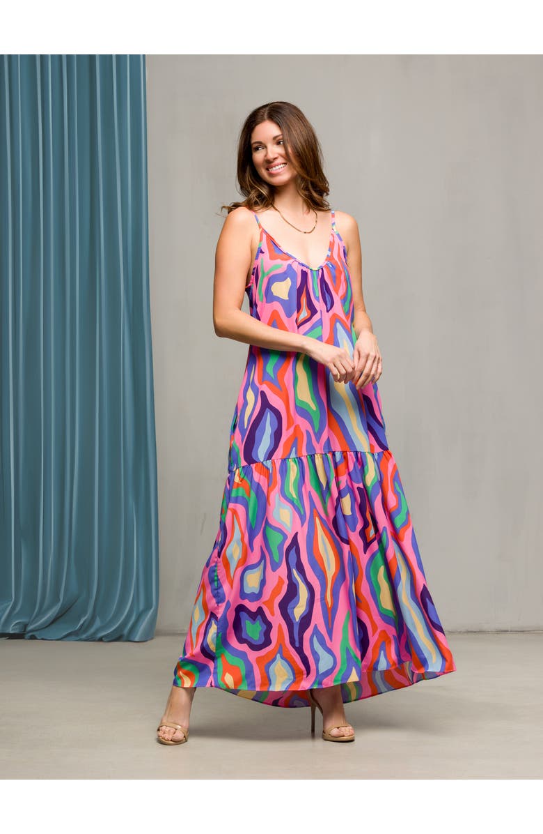 24seven Comfort Apparel V-Neck Ruffle Sleeve Knee Length Dress, Alternate, color, 