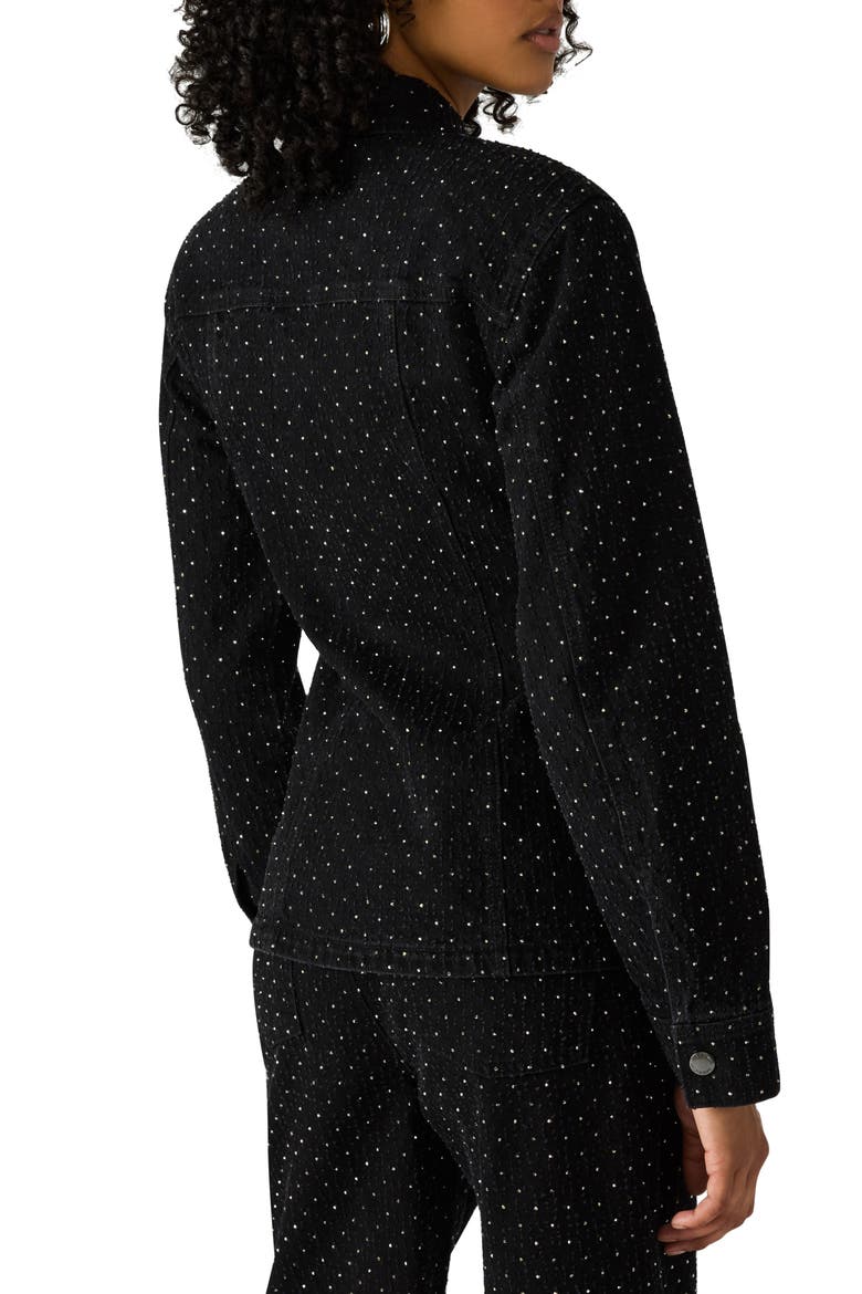 Parc Embellished Denim Jacket, Alternate, color, BLACK
