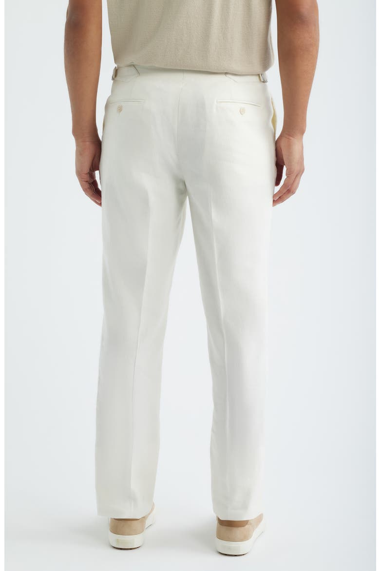 Parma Pleated Linen & Cotton Stretch Twill Dress Pants, Alternate, color, ECRU
