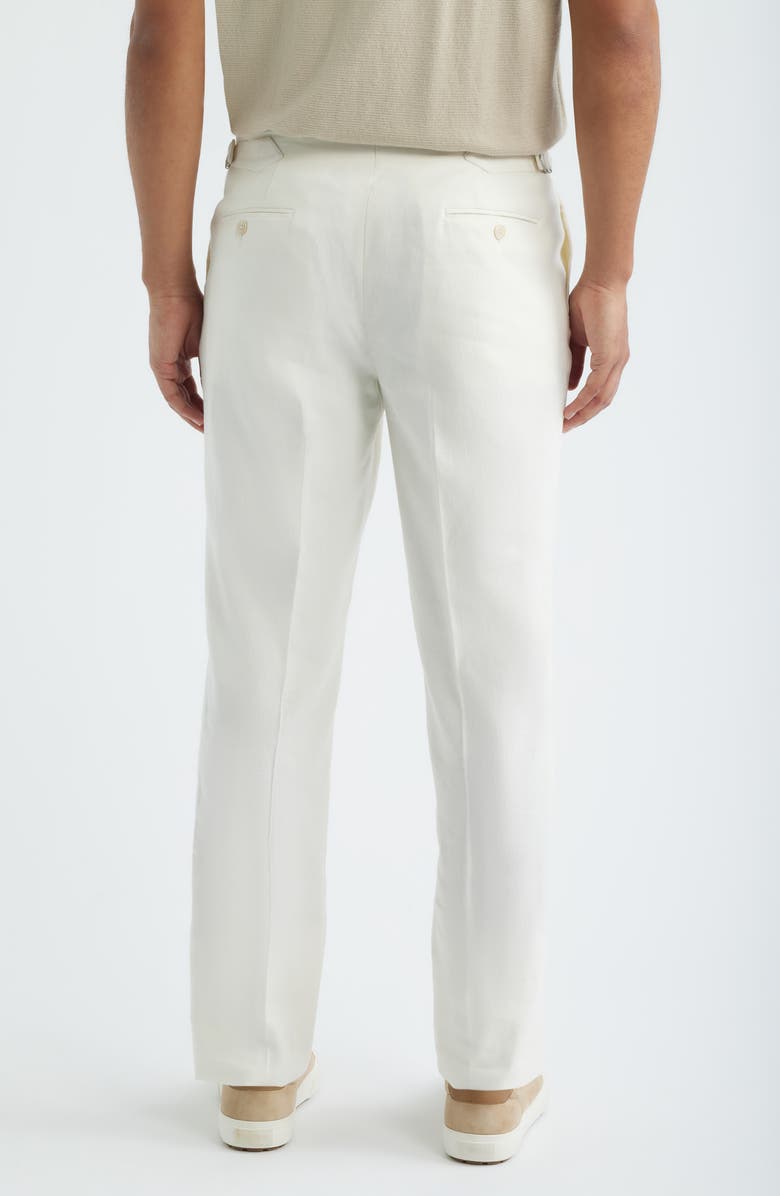 Jack Victor Parma Pleated Linen & Cotton Stretch Twill Dress Pants, Alternate, color, Ecru