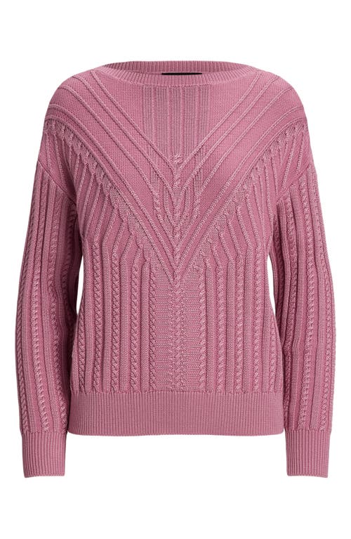 Ralph Lauren Petite Cable-knit Cotton-blend Boatneck Sweater In Rose Mauve