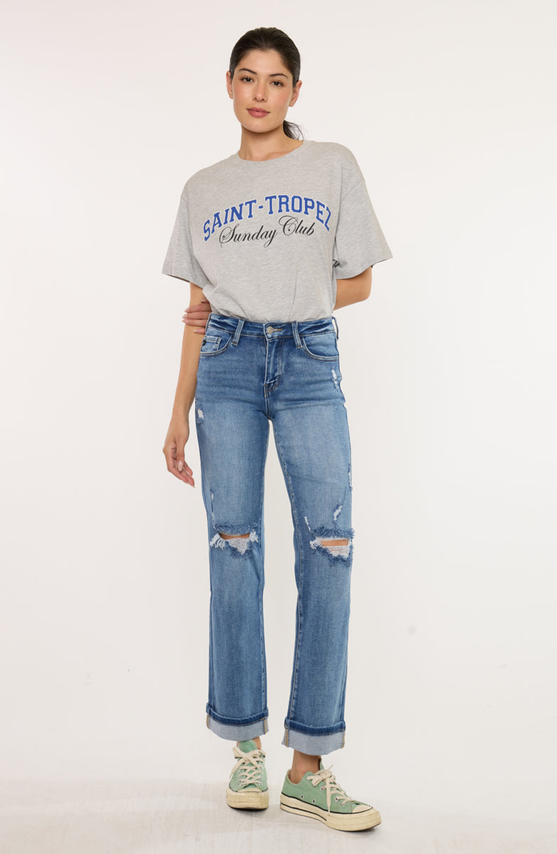 KanCan Carrie Essentials Mid Rise True Straight Jeans, Alternate, color, Medium Wash