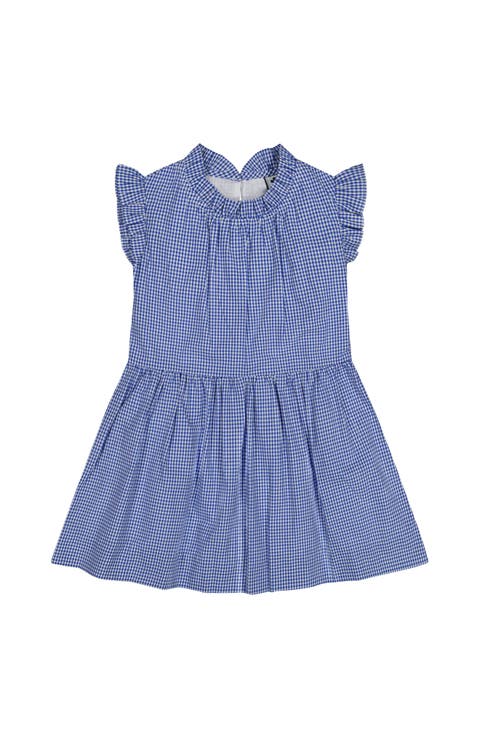 Kinsley Dropwaist Dress Mini Blue Check