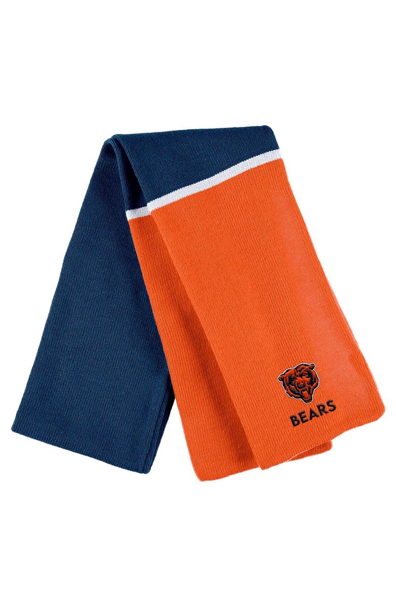WEAR by Erin Andrews Women's WEAR by Erin Andrews Orange Chicago Bears Colorblock Cuffed Knit Hat with Pom and Scarf Set, Alternate, color, 