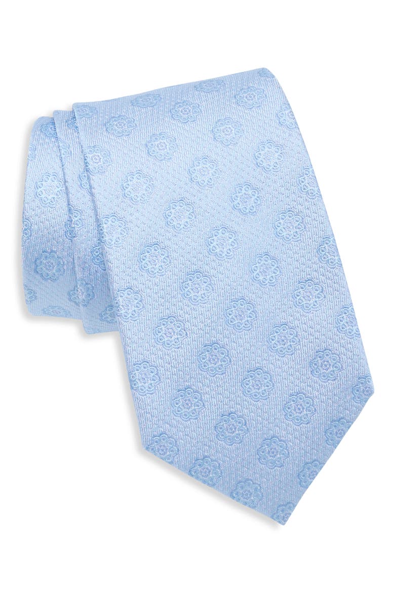 Medallion Silk Tie, Main, color, LT BLUE