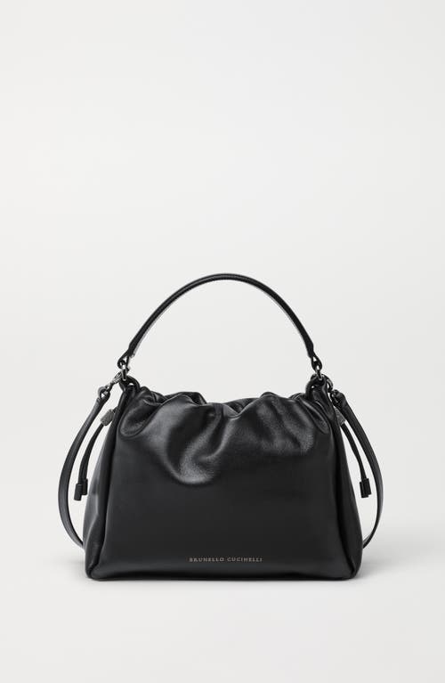 Brunello Cucinelli Small Soft Leather Mellow Bucket Bag In Black