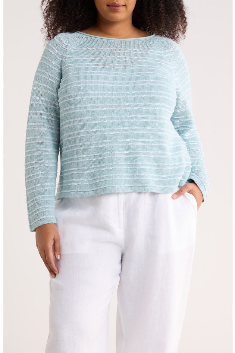 Bateau Neck Stripe Sweater, Main, color, BREEZE
